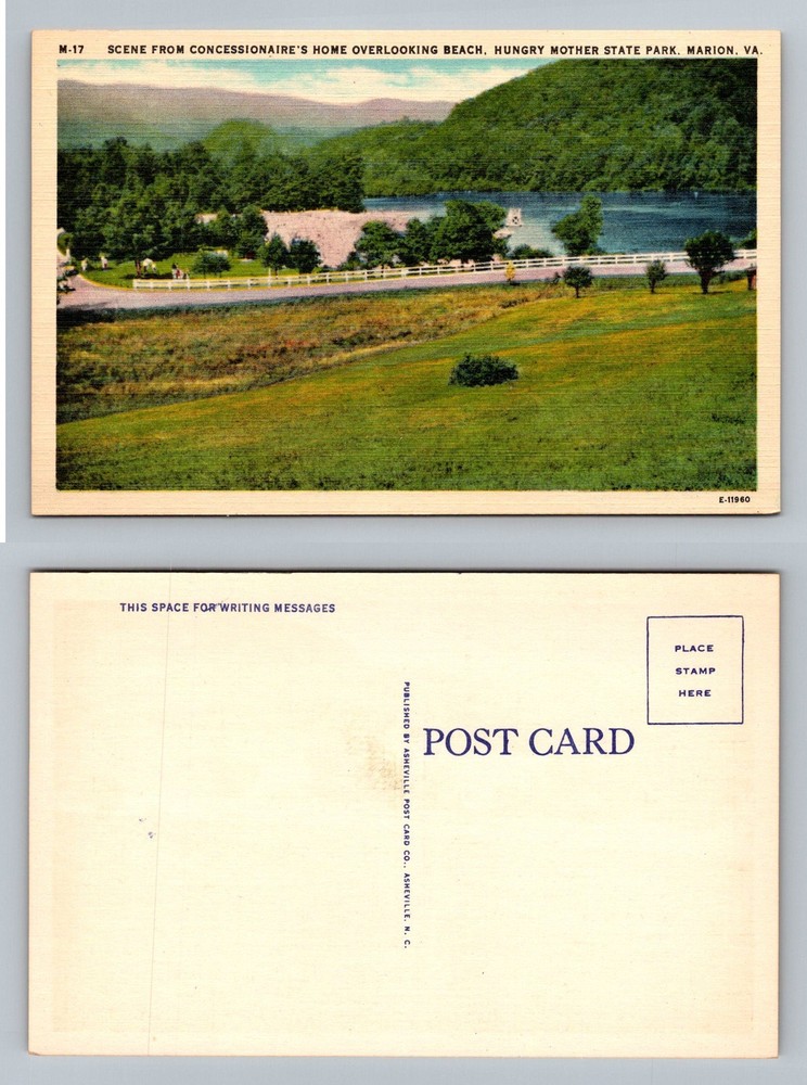 Marion, VA-Virginia, Hungry Mother State Park Beach Overlook Vintage Postcard