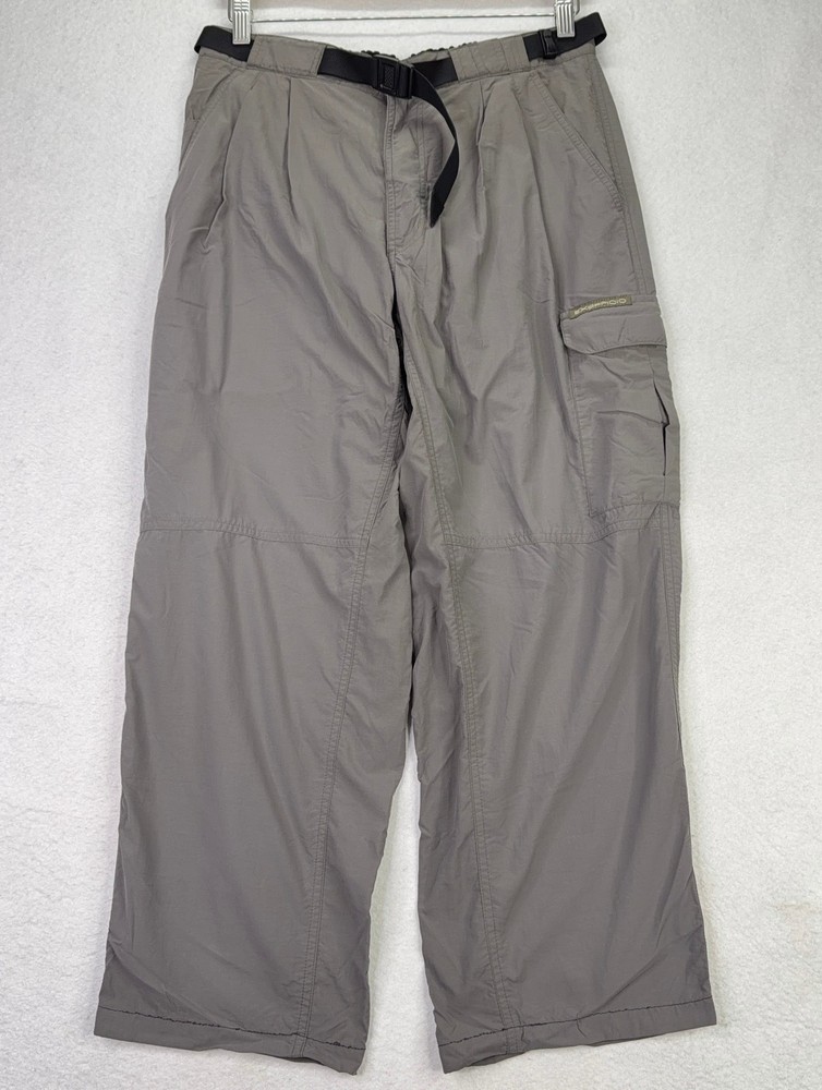 ExOfficio Men's 3/4 Hiking Pants M 30x25 Gray Nylon Belted Cargo Outdoor Travel