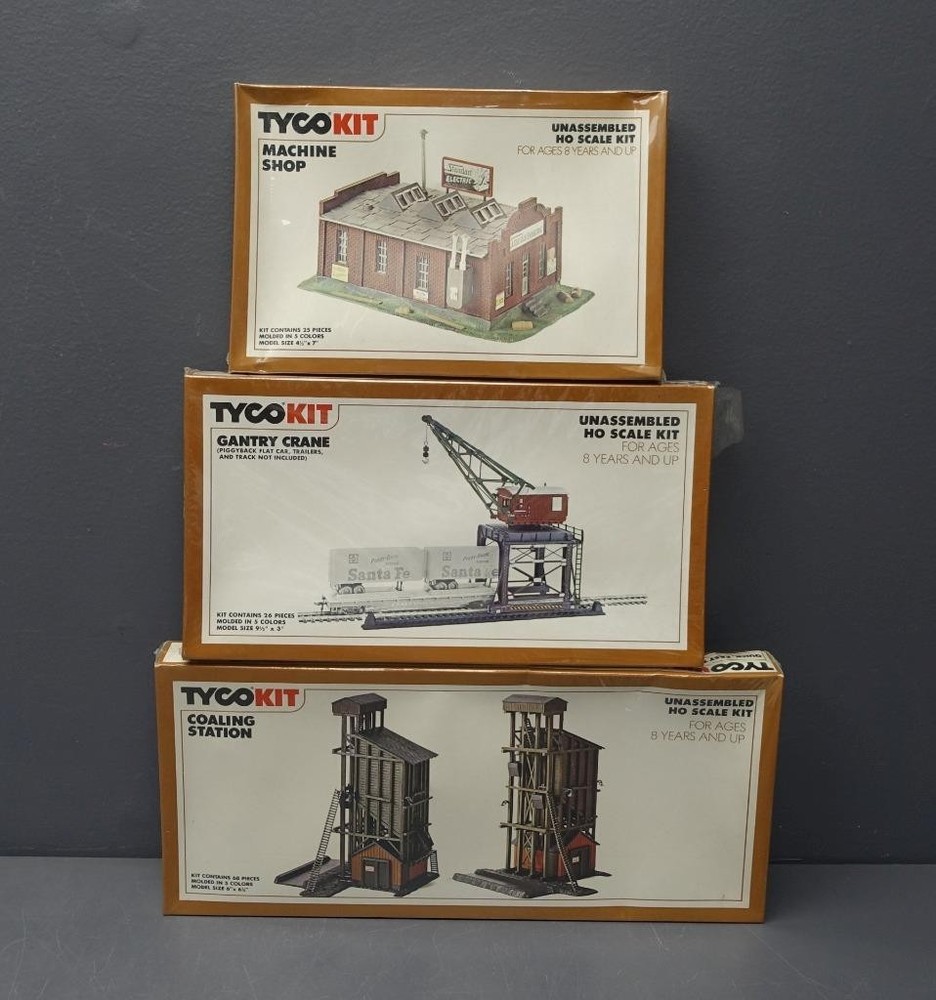 TYCO Lot 3 HO Scale Train Model Kits Machine Shop/Gantry Crane/Coal Station NEW
