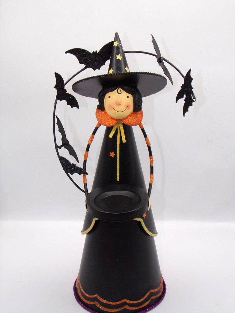 PartyLite Abracadabra Witch Halloween Candle Tealight Holder Bats Retired-image