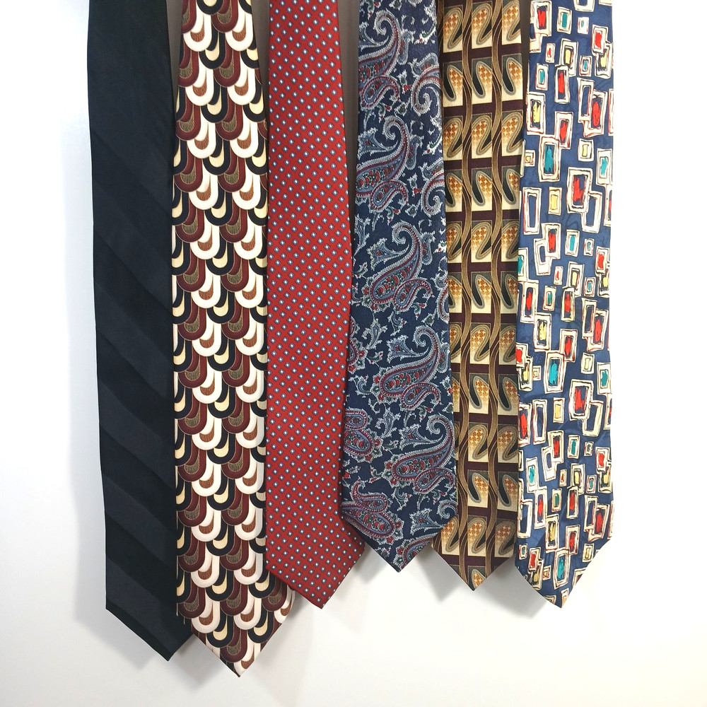 Vintage & Contemporary Mens Silk Neck Ties Mixed Patterns Lot of 6