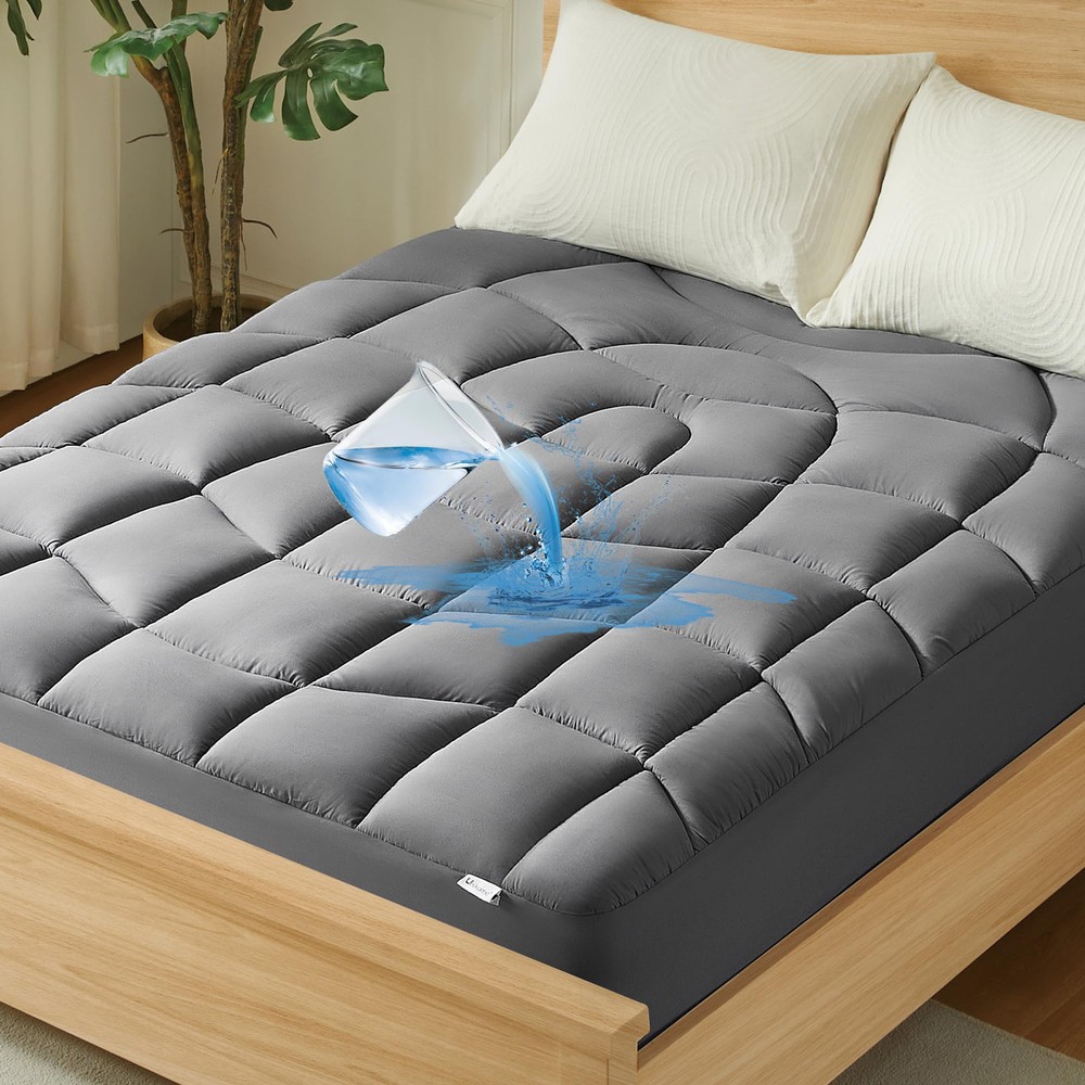 Waterproof King Mattress Pad - Quilted Ergonomic Fitted Topper for Comfort & Protection