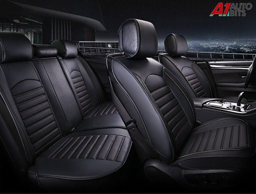 All Black PU Leather Full Set Seat Covers Padded For Ford Focus Kuga Puma F