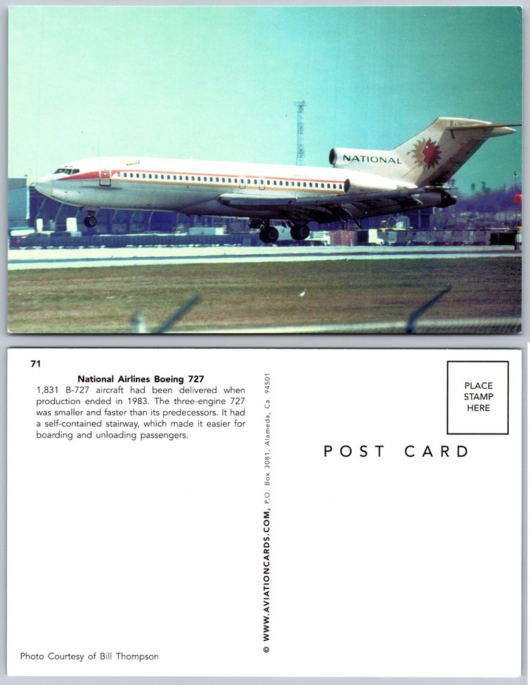 National Airlines Boeing 727 Landing Postcard