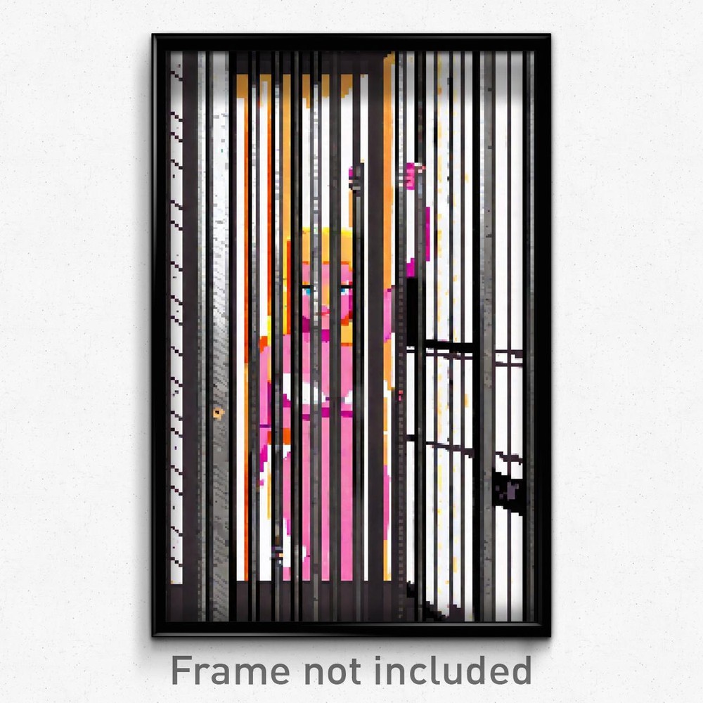 Pixel Art Poster - Metallic Jail (8 Bit Psychedelic Trippy Video Game Print)