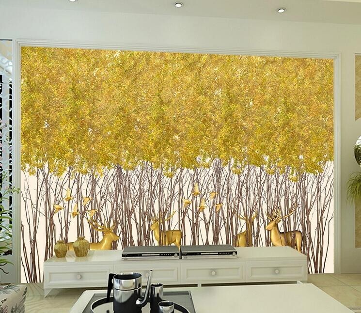 3D Yellow Forest ZHUA41976 Wallpaper Wall Murals Removable Self-adhesive Ann