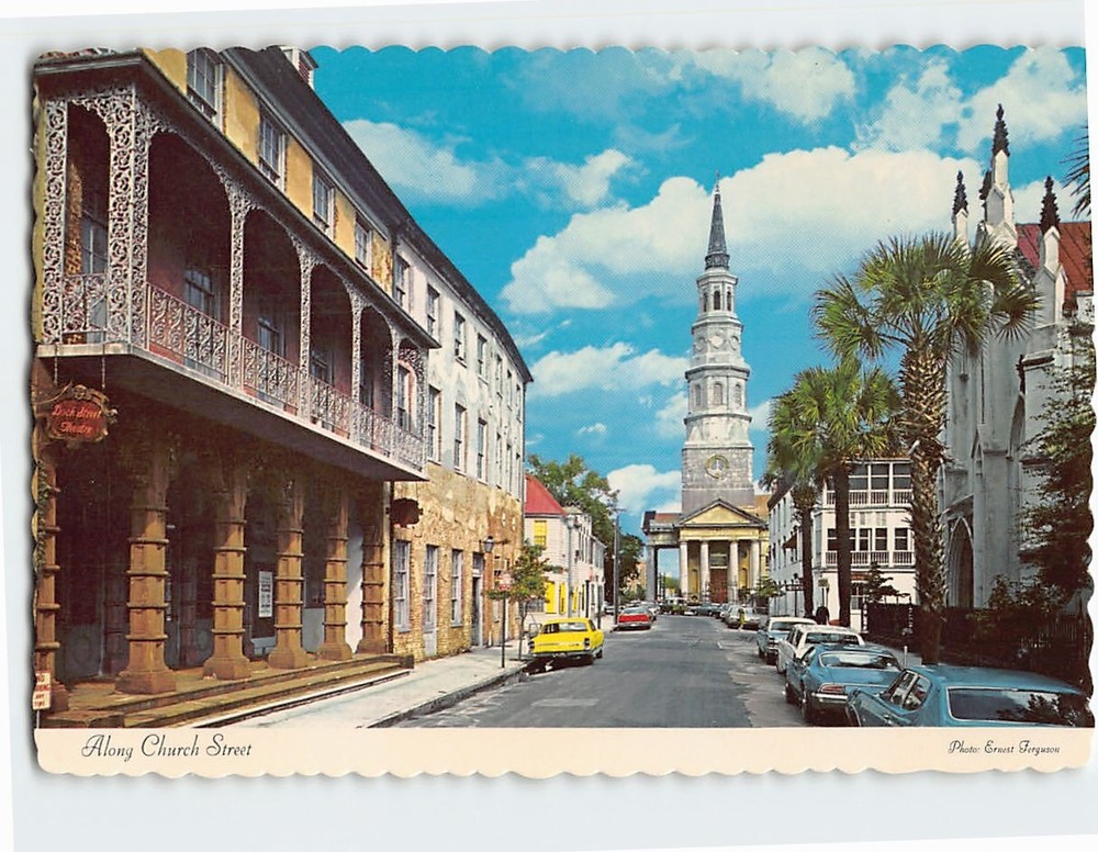 Postcard Along Church Street Charleston South Carolina USA