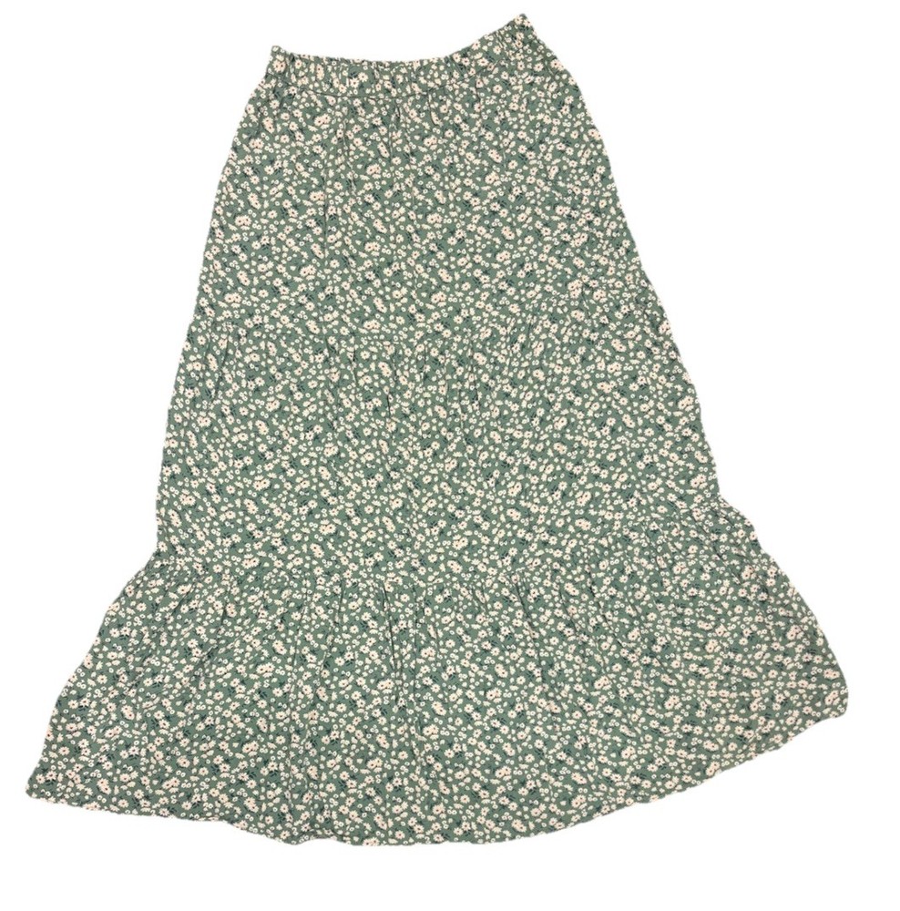 American Eagle Midi Skirt Womens Medium Green Ditzy Floral Boho Spring Hippie