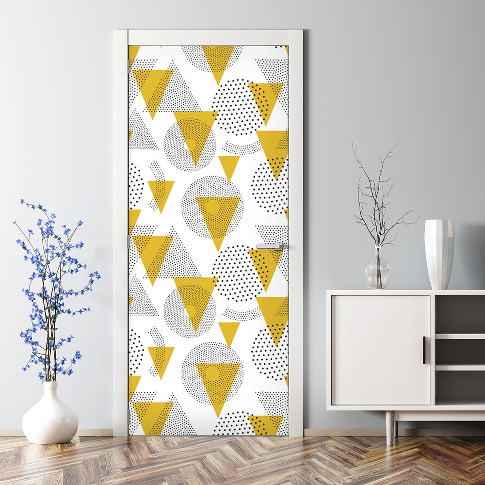 Modern Geometric Mustard Yellow Removable Self-Adhesive Door Sticker