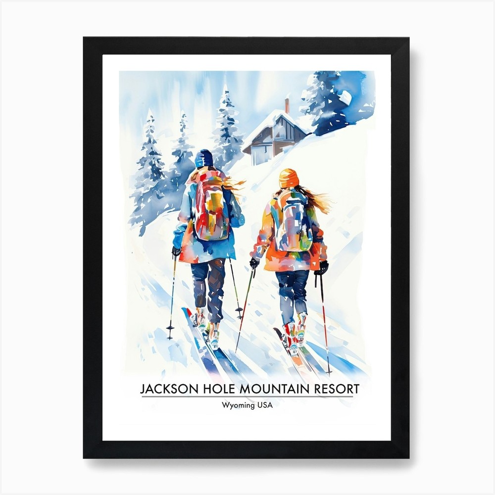 Jackson Hole Mountain Resort   Wyom Framed Wall Art Poster Canvas Print Picture