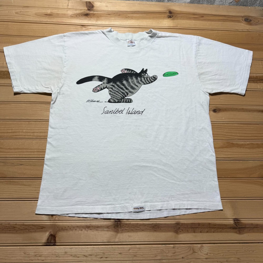 Vintage 90s Crazy Shirts Hawaii Sanibel Island Kliban Cat Graphic T-Shirt Large