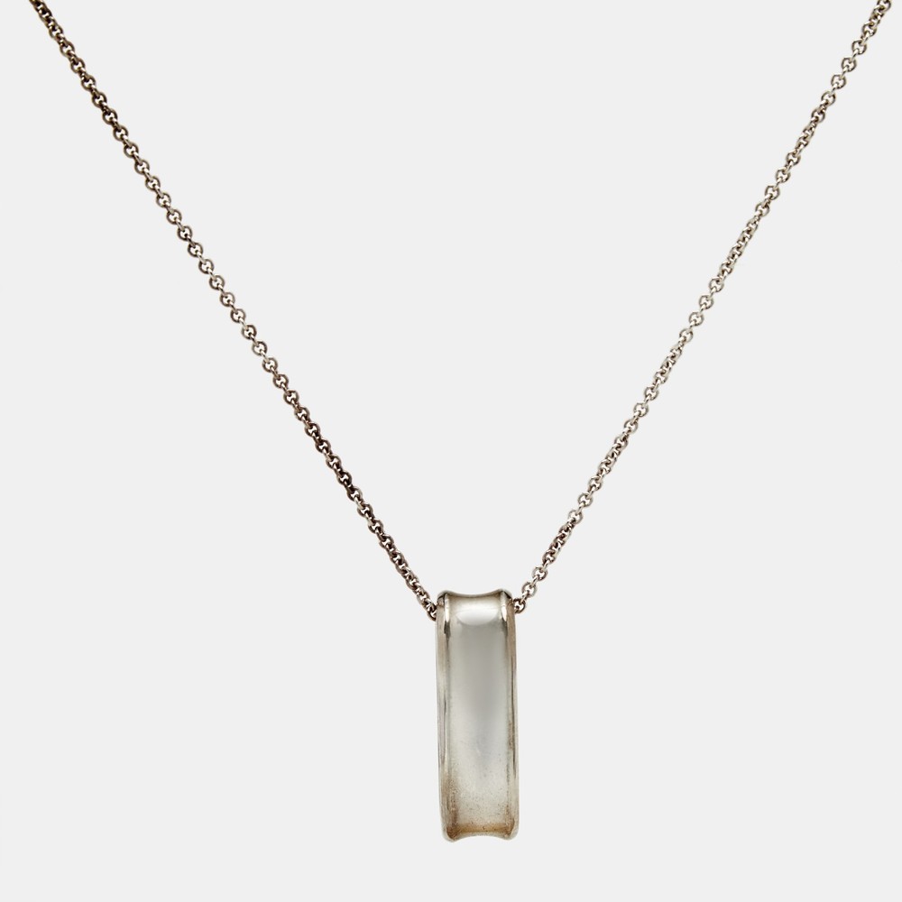 Tiffany & Co 1837 Oval Loop Sterling Silver Pendant Necklace