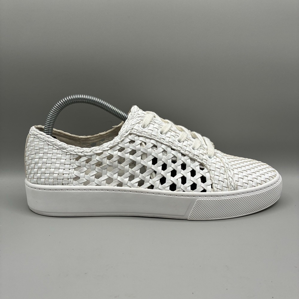Marc Fisher Surly Platform Woven Sneakers Women’s 10 M White Lace Up MFSURLY2