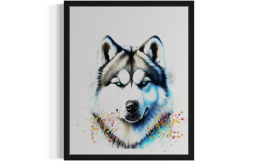 Alaskan Malamute Dog watercolor Photo Art Print Poster Wall Art Painting