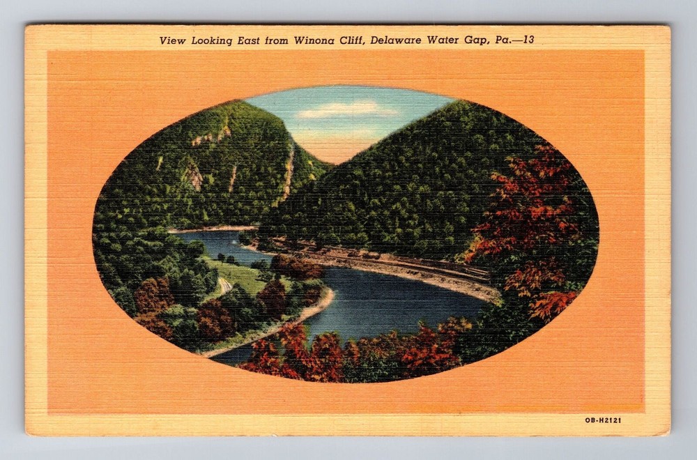 Delaware Water Gap PA-Pennsylvania, Looking East Winona Cliff, Vintage Postcard