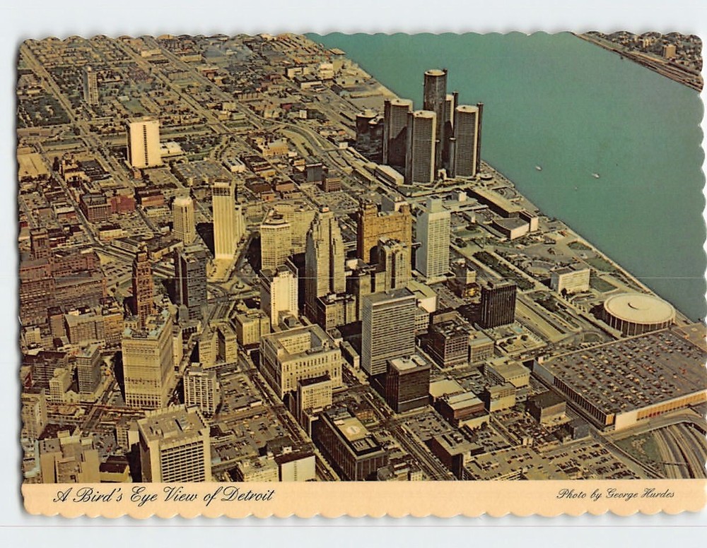 Postcard A Bird's Eye View Of Detroit Michigan