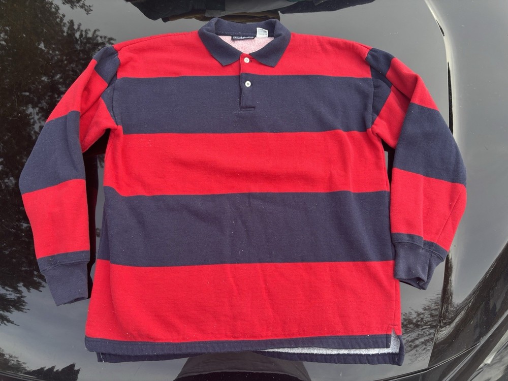 Vintage Honors Rugby Polo Shirt Collared Sweater Mens Medium Red Blue Striped