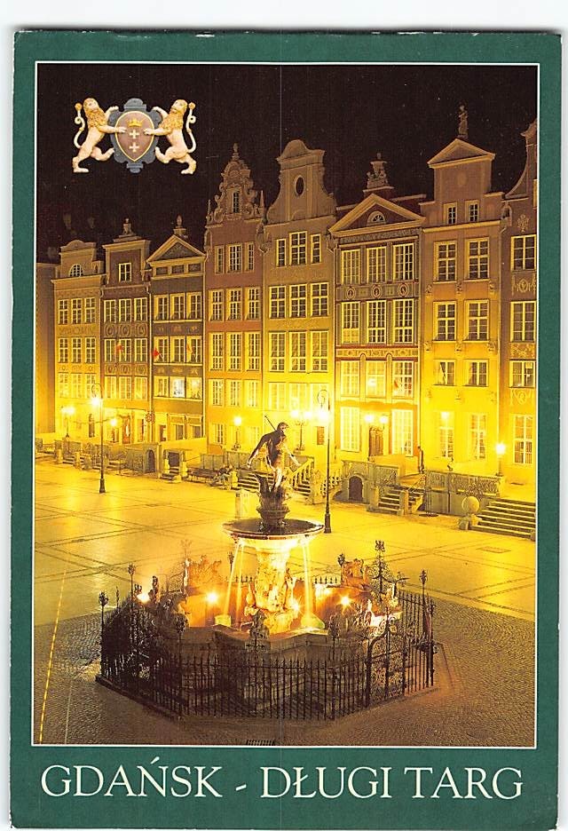 Postcard Neptune's Fountain Gdańsk Poland