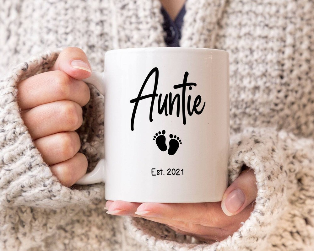 Auntie Est 2021 Coffee Mug Pregnancy Announcement Coffee Mug Custom Gift To
