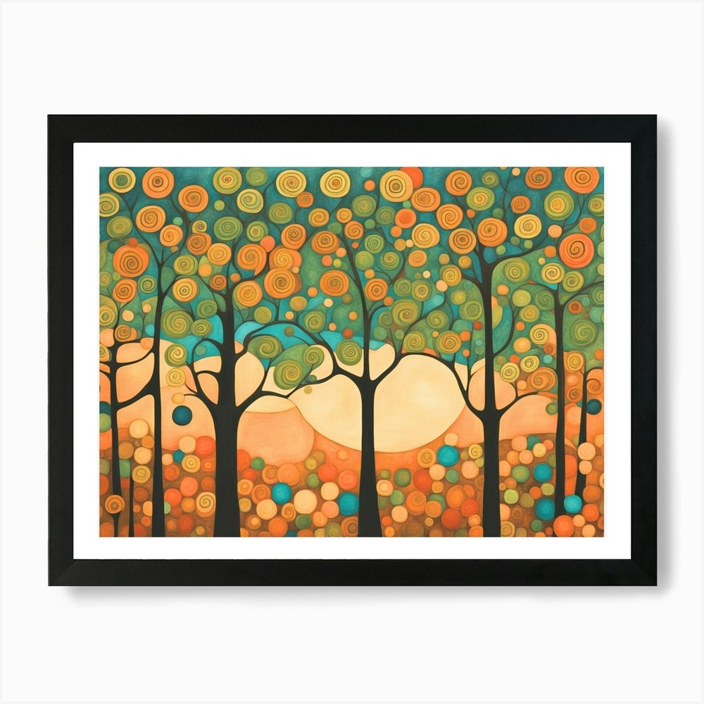 Sunlit Trees Art Print - Framed Canvas Wall Decor
