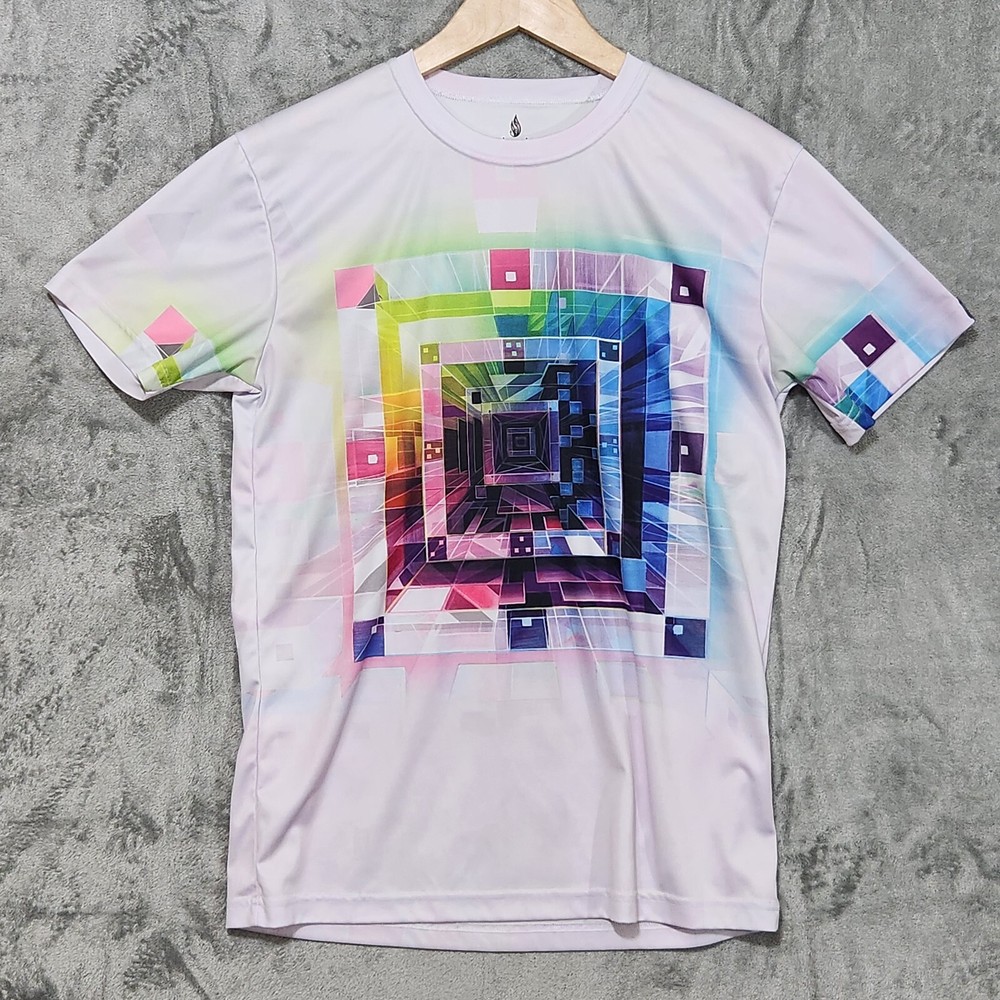 Threyda Art & Apparel Shirt Mens Medium 3D Cube Graphic Abstract-image