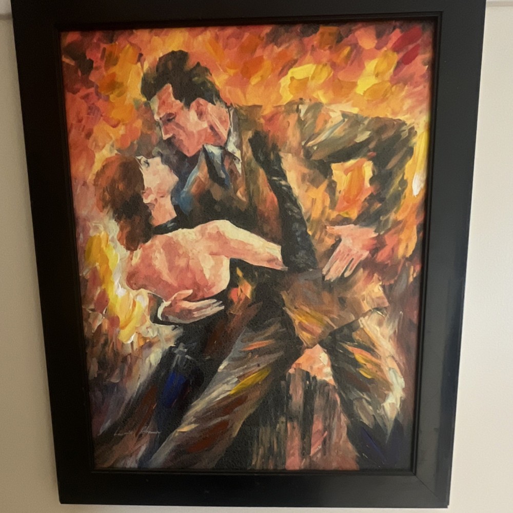 Leonid Afremov Dancing Figures Love Signed Framed Oil Canvas Painting 2009