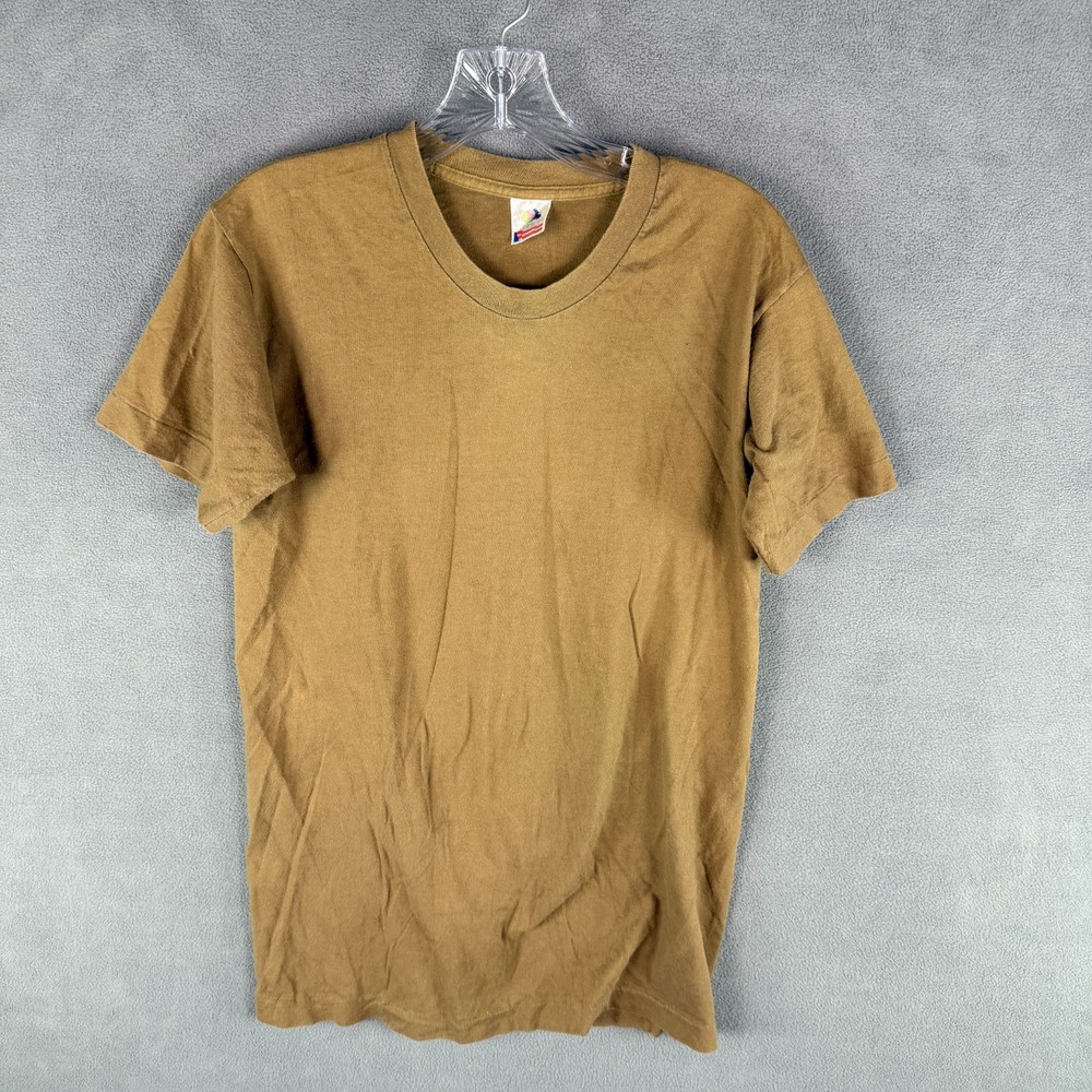 Vintage 90s Fruit Of The Loom Blank T-shirt Men’s Large Brown Single Stitch USA