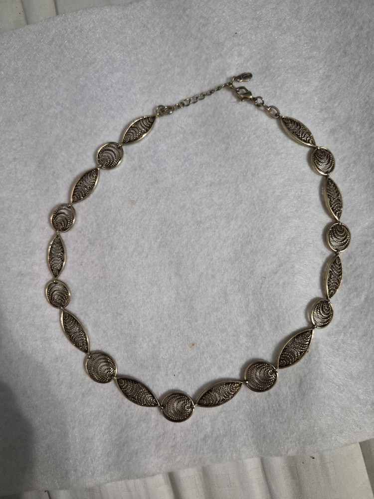 Signed Monet Gold Tone Decorative Link Necklace Classic Vintage