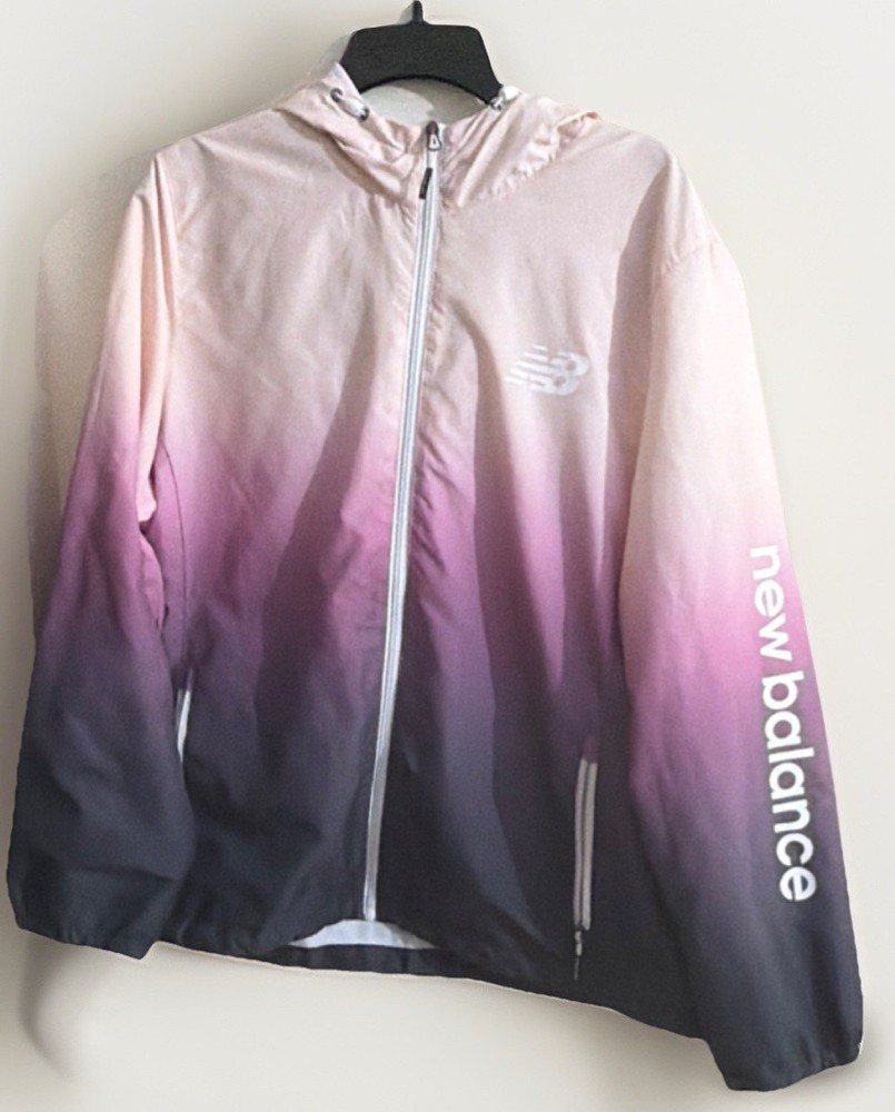 New Balance Women’s Plus 2X Hooded Full Zip Ombré Windbreaker Jacket Pink