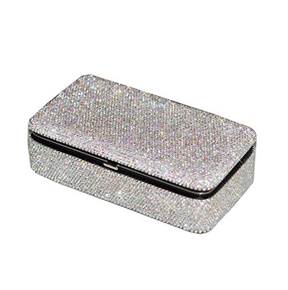 Bling Crystal Leather Portable Travel Jewelry Box Organizer Display Storage C...