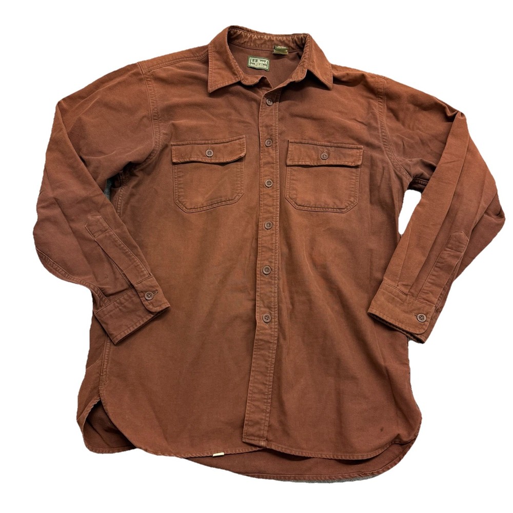 LL Bean Chamois Cloth Heavyweight Brown Shirt Mens Size Medium Reg 0 MT03 READ**