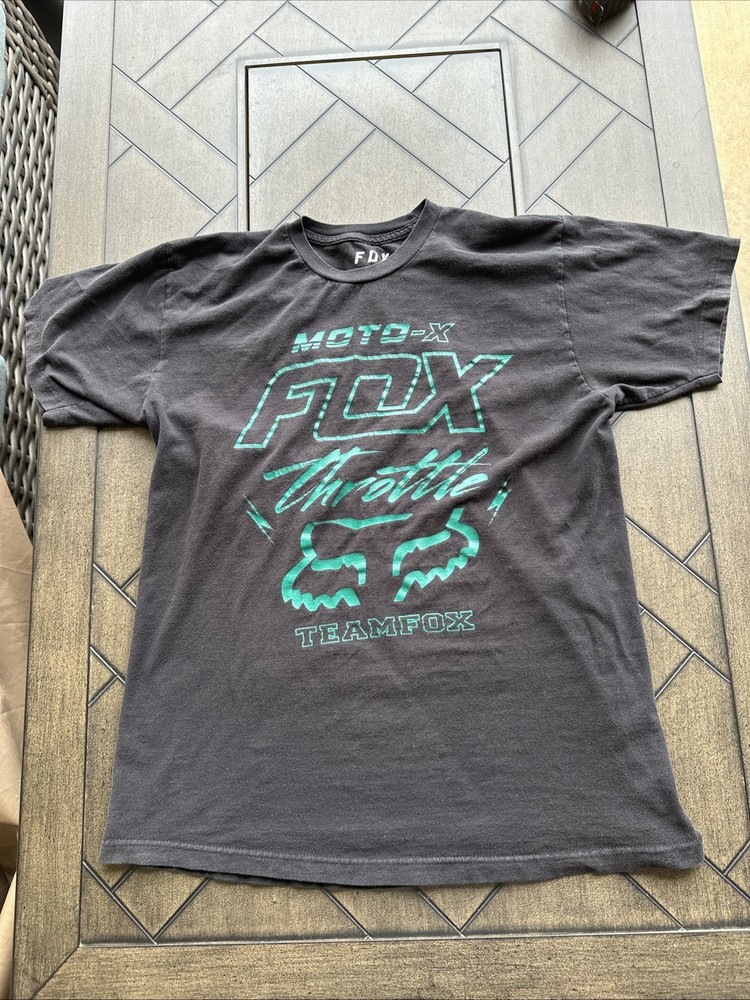 Fox Racing Shirt Mens Large Black Graphic Tee 100% Cotton Motocross Skater T
