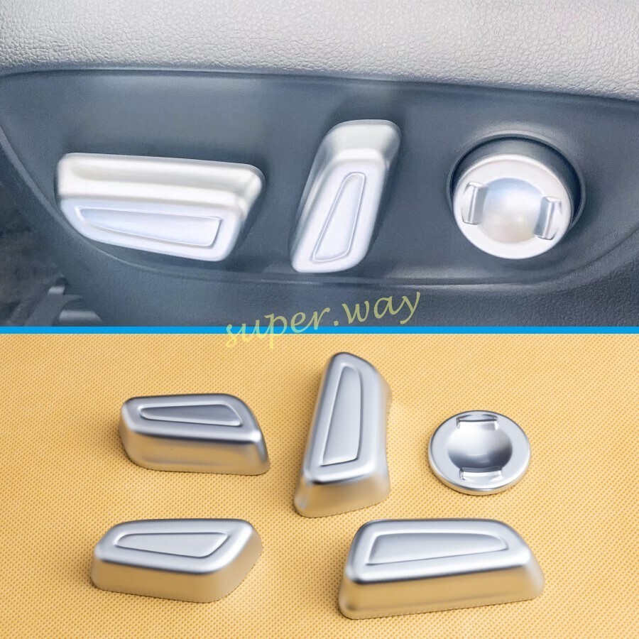 5x Matte Chrome Car Seat Adjustment Switch Cover Trim For Toyota RAV4 Highlander