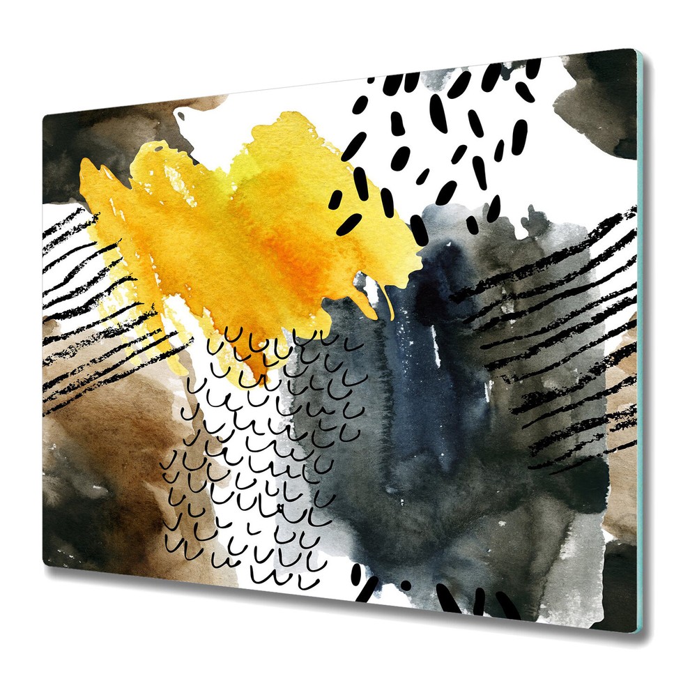 Tempered Glass Kitchen Chopping Board Abstract autumn Colours yellow and black