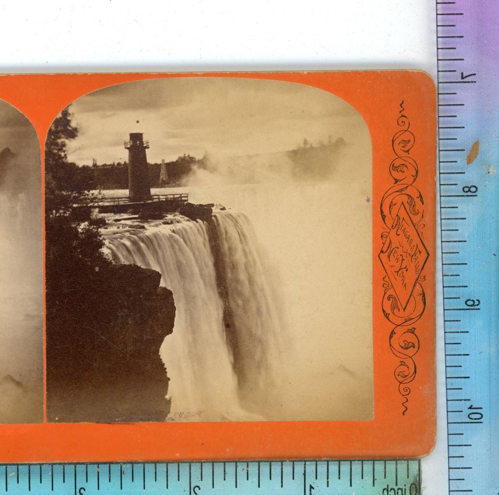 Horseshoe Fall Profile Roc kNiagara Falls New York George Curtis Stereoview