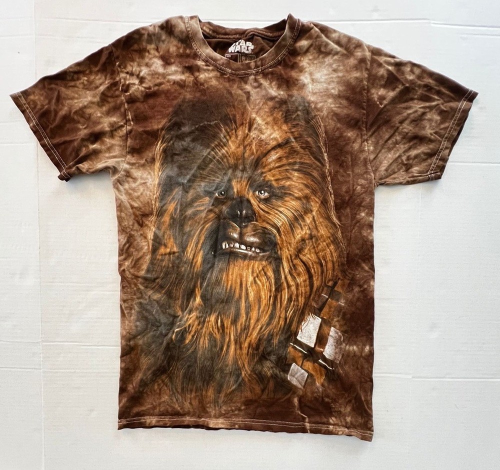Star Wars Chewbacca Tee Shirt Tie Dye All Over Print Brown Small