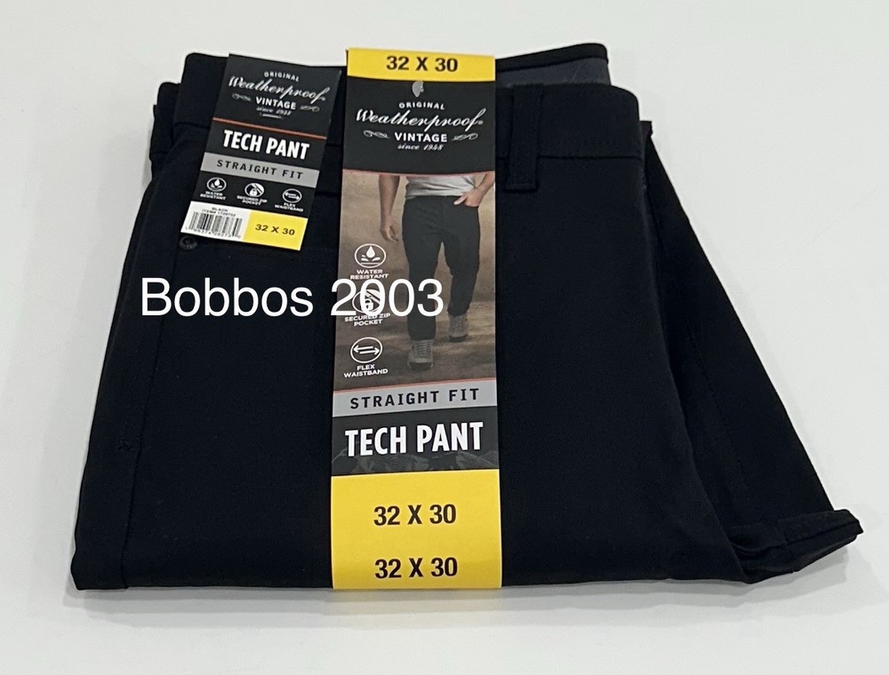 Weatherproof Vintage Men's Straight Fit Tech Pants, Black, Size 32X30