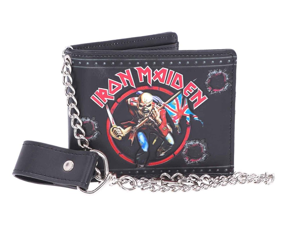 Cartera Iron Maiden Eddie The Trooper Band Logo nueva cadena negra oficial plegable