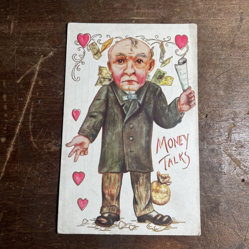 Antique Postcard Valentine Old Man 