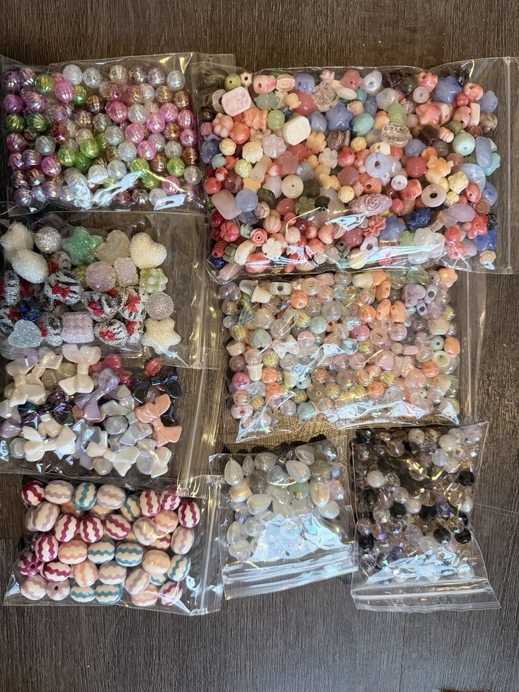 Plastic Acrylic Beads Round Heart Star Multicolor Glossy Frosted Loose Jewelry