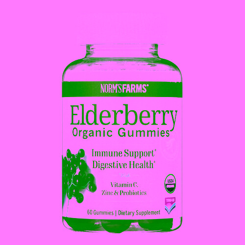 Organic Elderberry Probiotic Gummies 60 Caps by Norms Farms for Immune Support