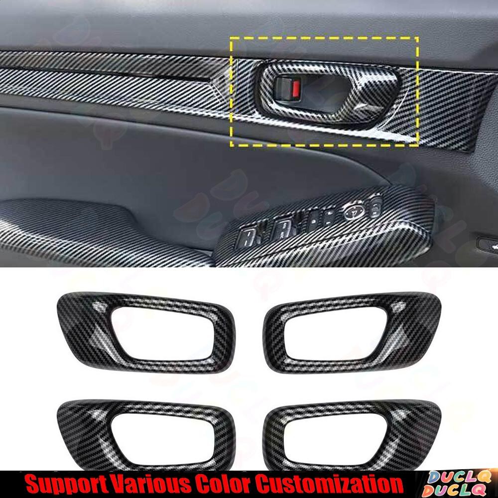 For Honda Civic 2022-2023 ABS Carbon Fiber Inner Door Handle Bowl Panel Trim 4*