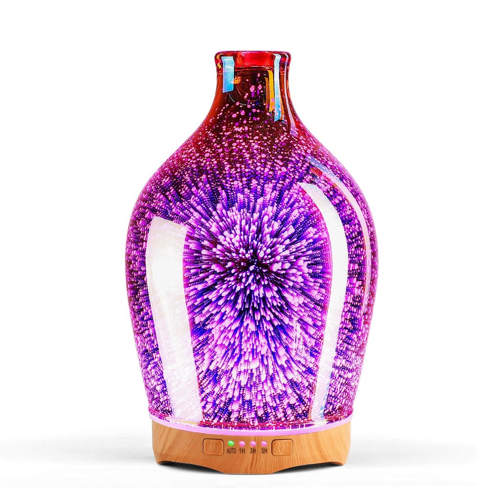 280ml 3D Glass Essential Oil Diffuser Ultrasonic Aromatherapy Humidifier - Gold