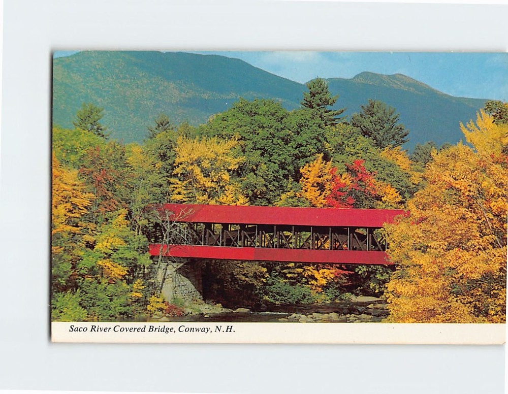 Postcard Saco River Covered Bridge Conway New Hampshire USA