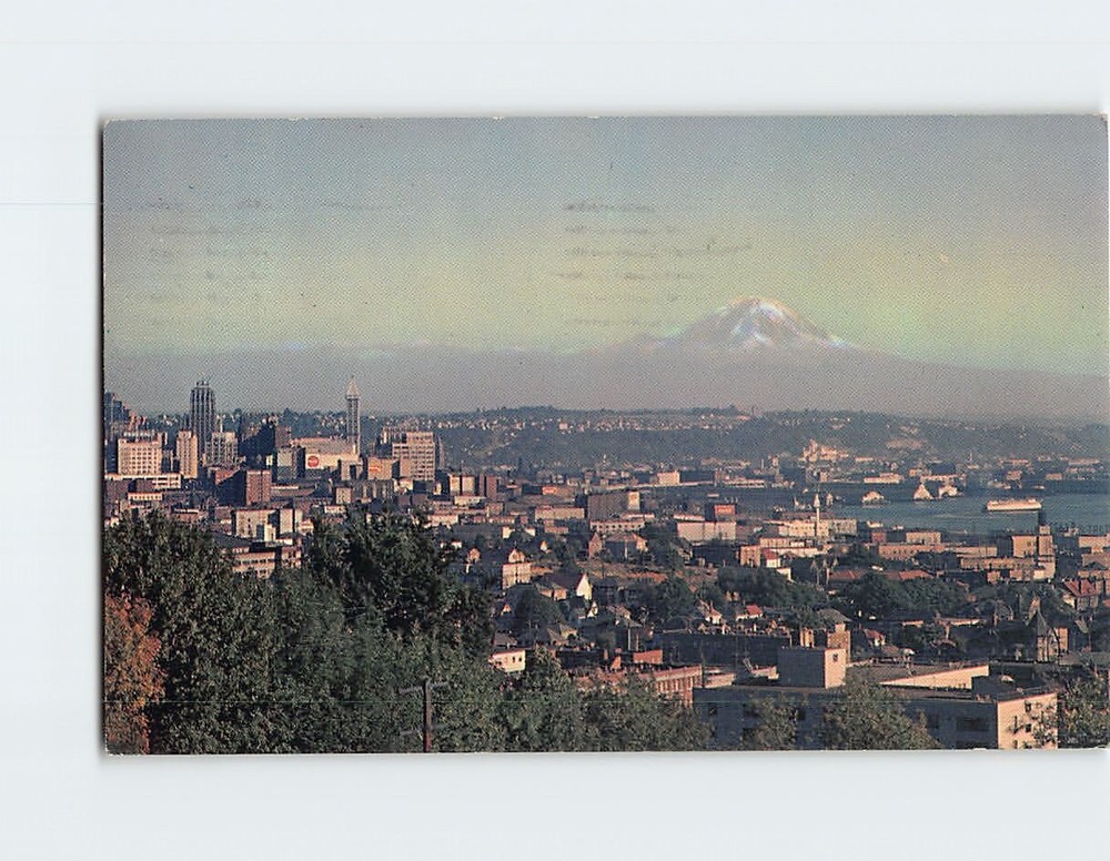 Postcard Mount Rainier & General View of Seattle Washington USA