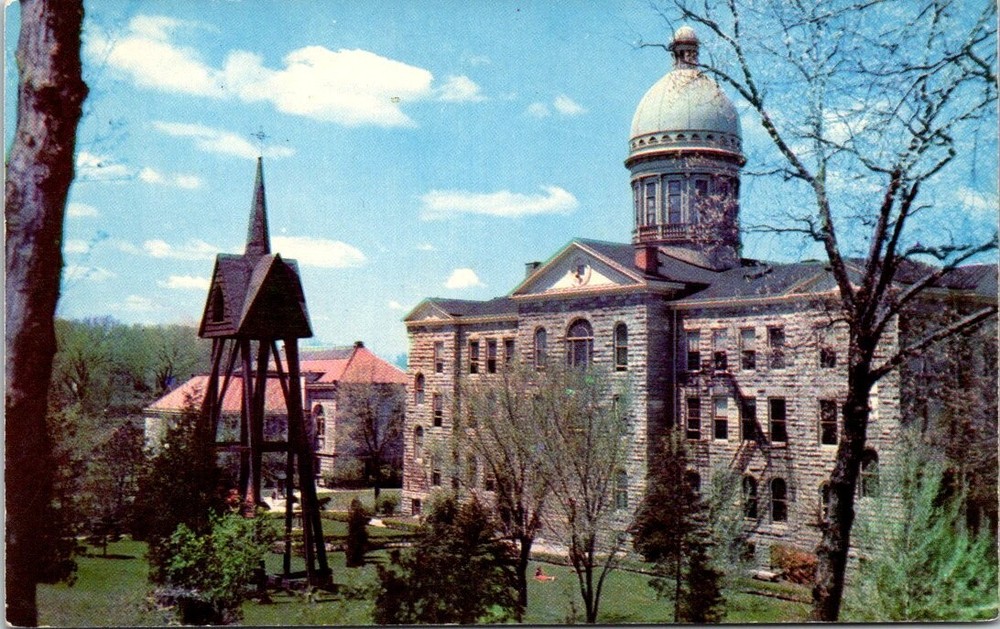 1950s Old Main Building Augustana College Rock Island Illinois Vintage Postcard