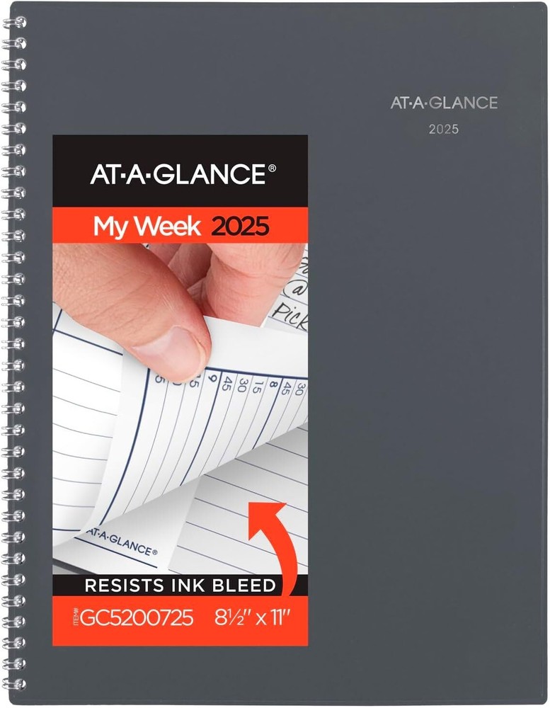 AT-A-GLANCE 2025 Weekly Monthly Planner Gray 8.5 x 11 Appointment Book