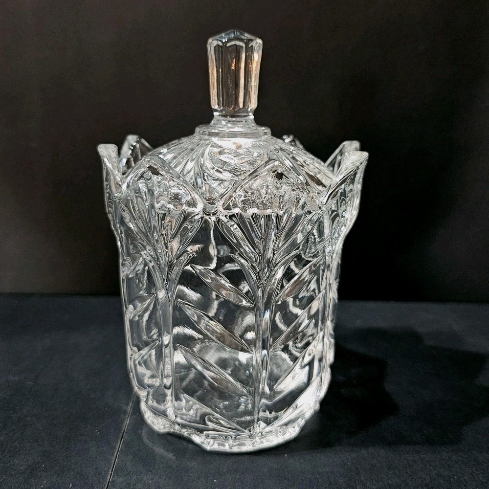 Vintage Cut Glass Crystal Biscuit Candy Apothecary Jar with Lid EUC