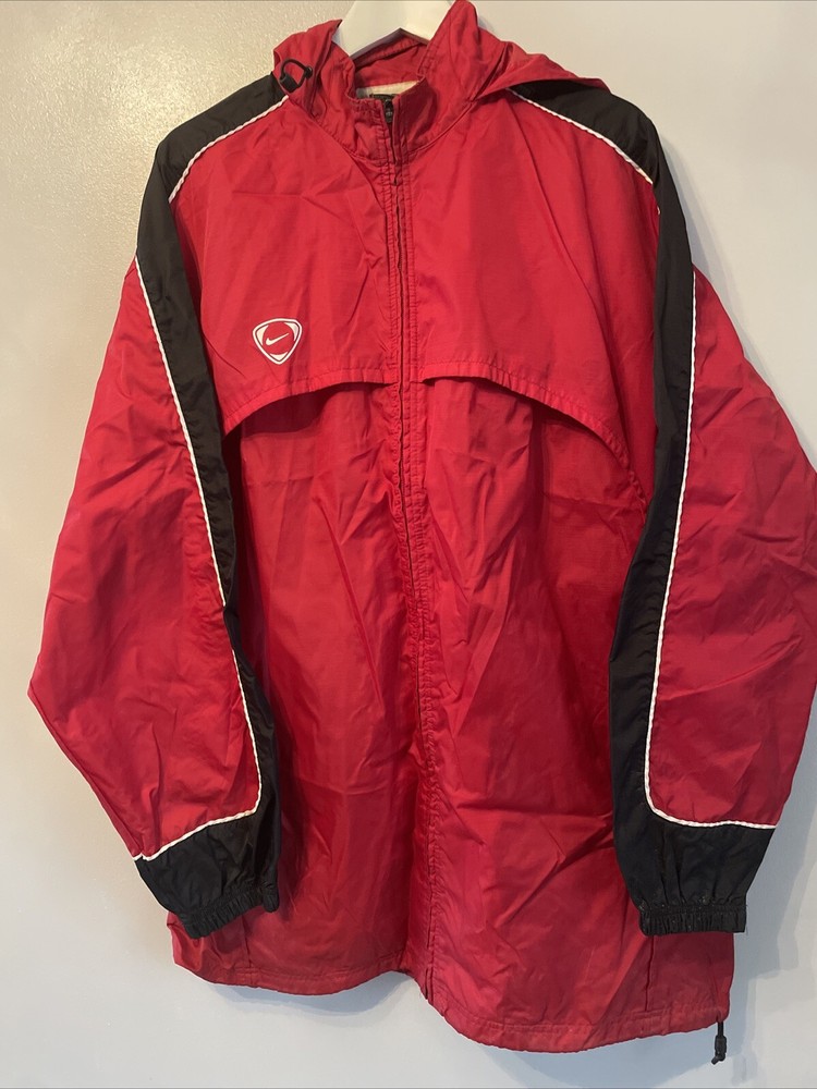 Nike Team Windbreaker Jacket Men XL VTG Red 90s Y2K Streetwear Full Zip