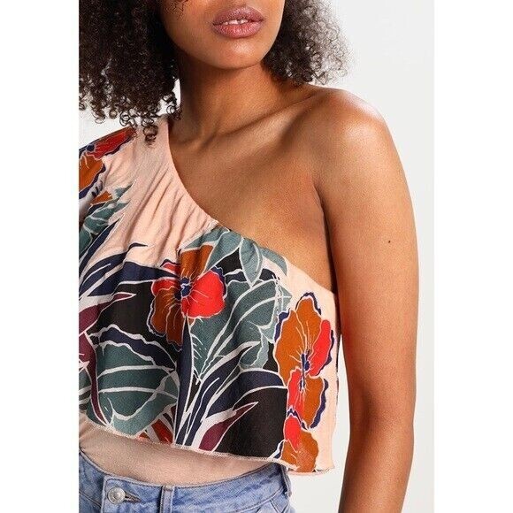 Free People Annka Bubble Blouse Top One-Shoulder Floral Printed M 287288